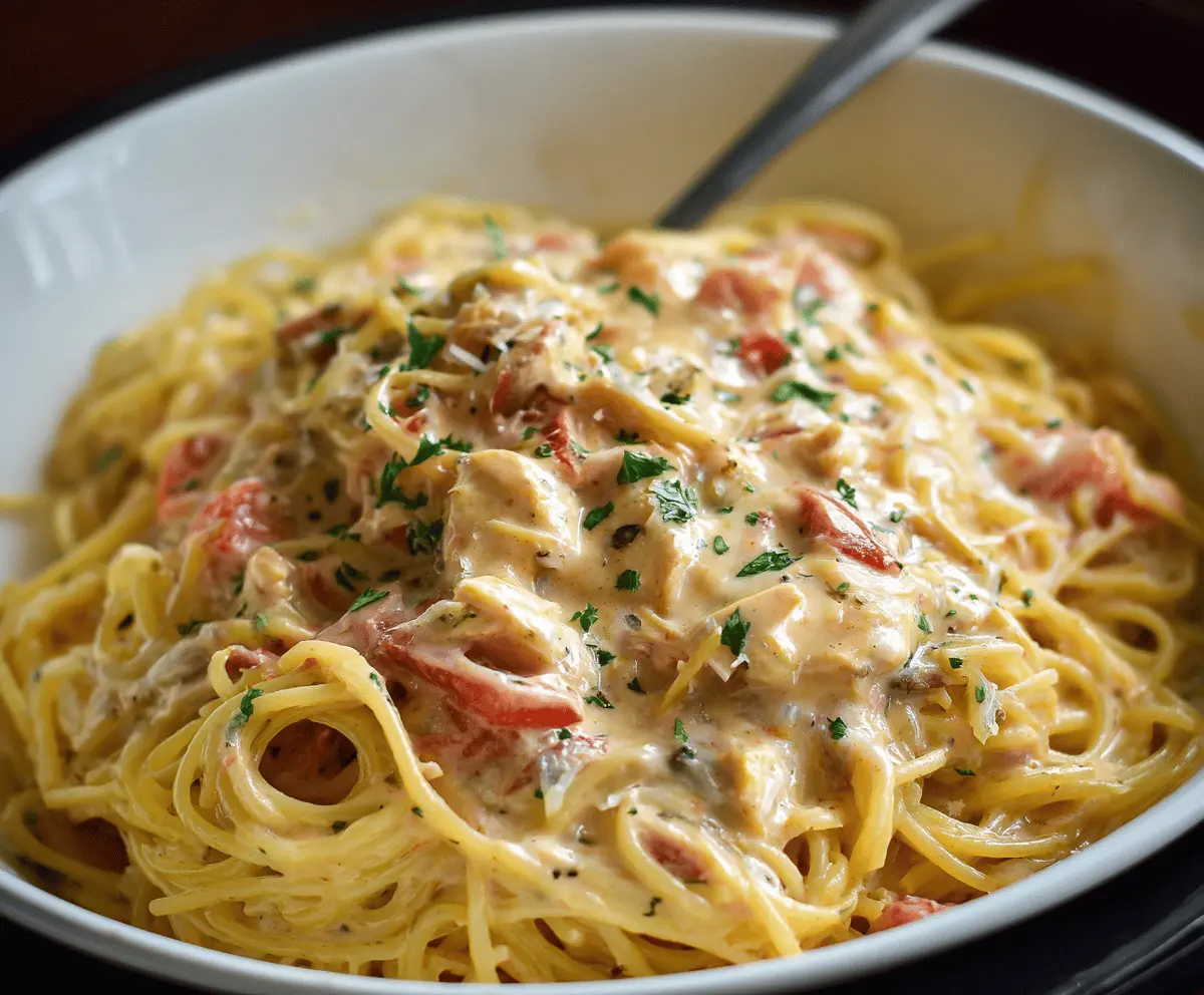Easy Creamy Crockpot Chicken Spaghetti Recipe