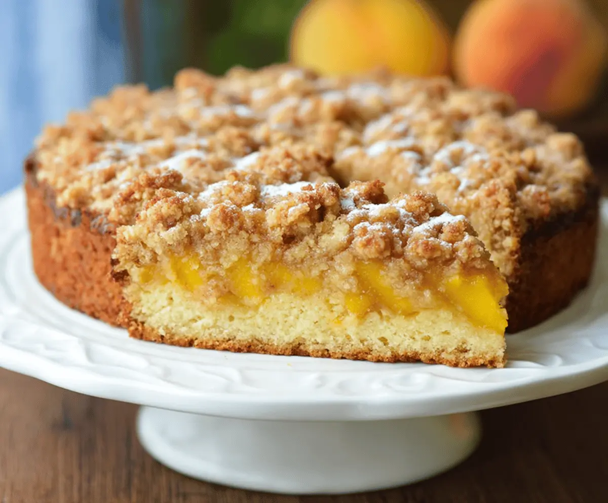 Southern Peach Crumb Cake Recipe with Sweet, Crunchy Topping