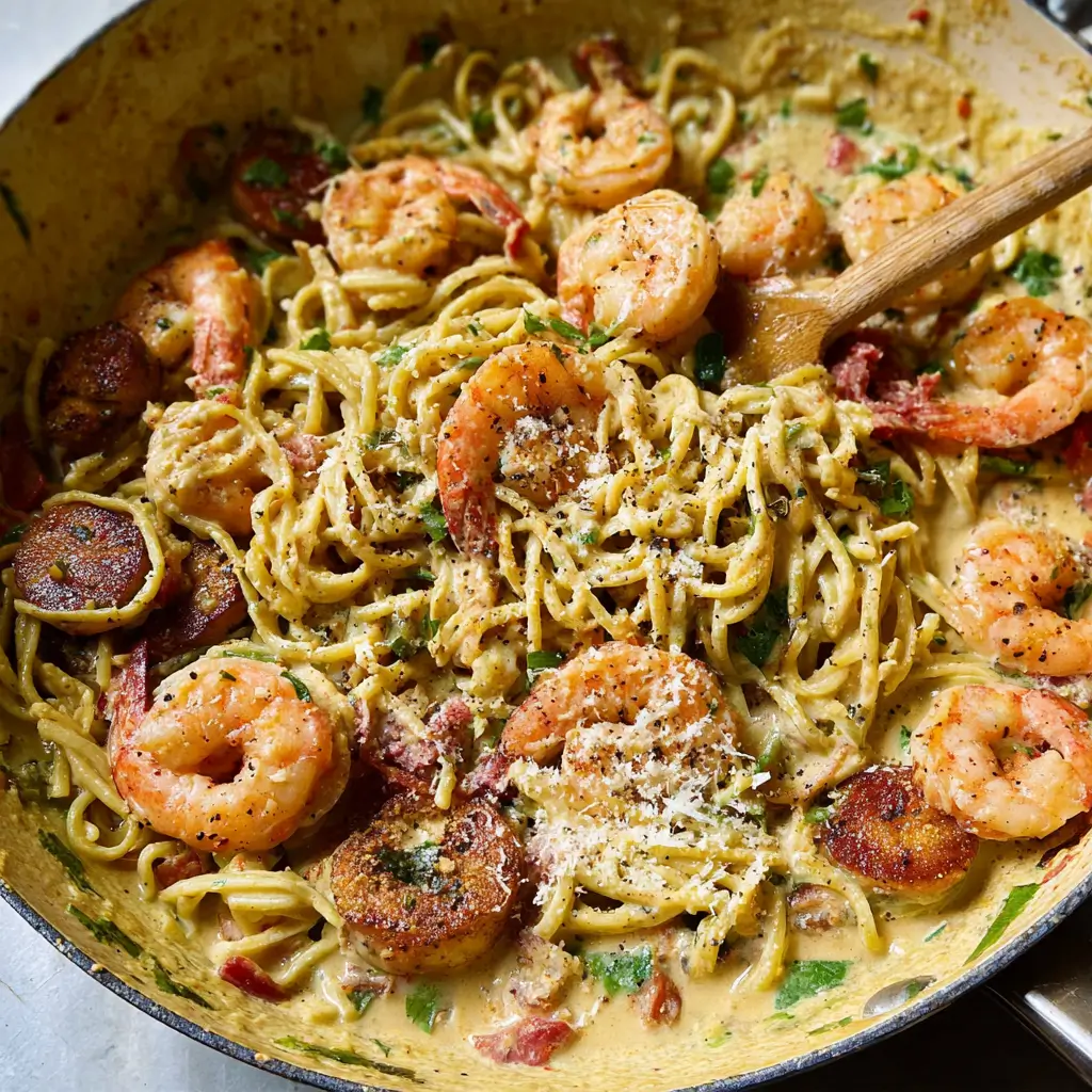 One-Pot-Creamy-Cajun-Shrimp-Pasta-for-a-Crowd-featured