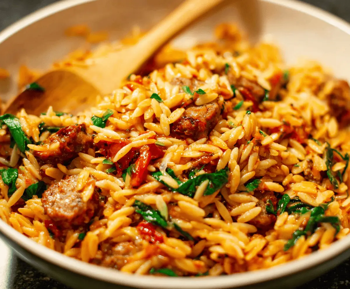 One-Pot Italian Sausage And Orzo Pasta Meal