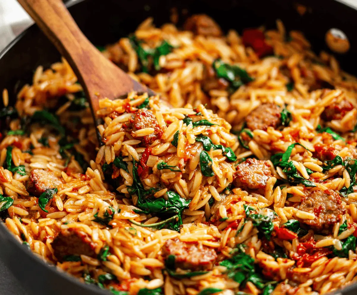 One-Pot Italian Sausage And Orzo Pasta Meal