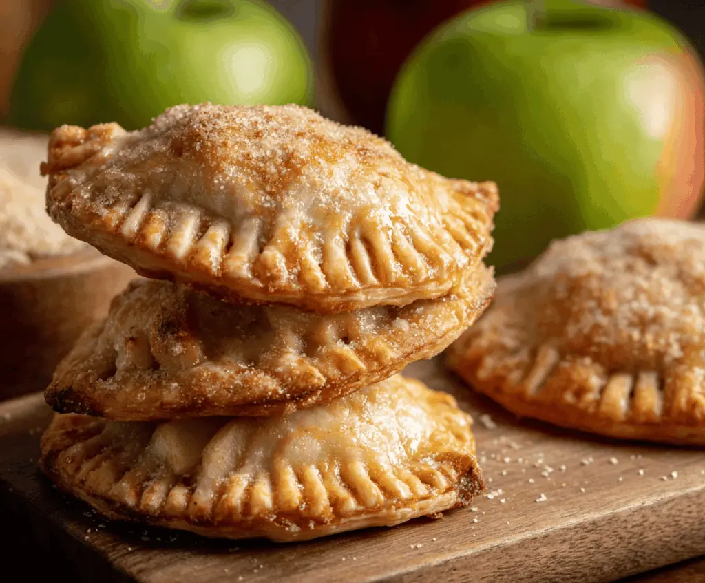 Delicious homemade apple hand pies with flaky crust and cinnamon-spiced apple filling, perfect for a sweet snack or dessert.