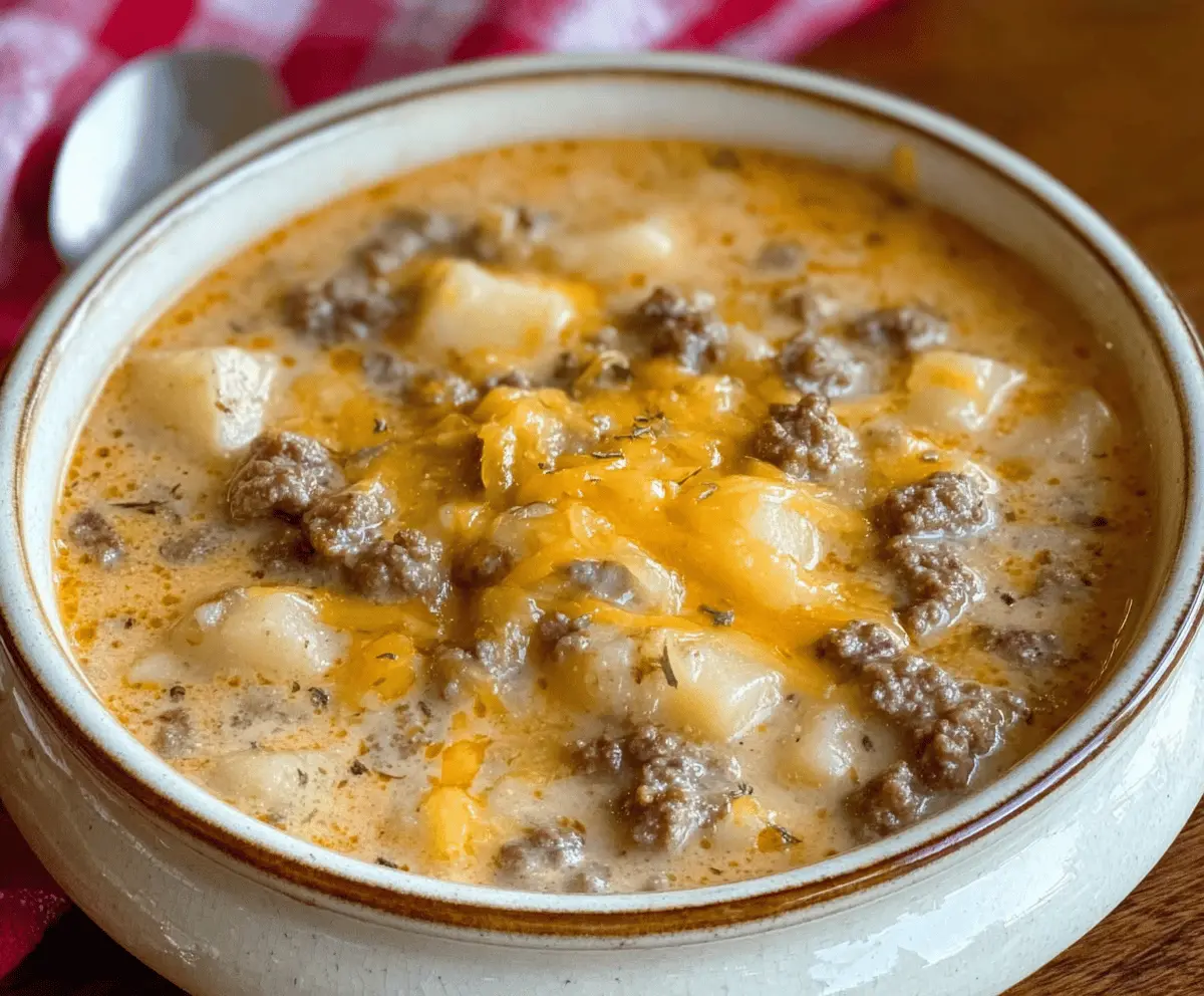 Cheesy Hamburger Potato Soup