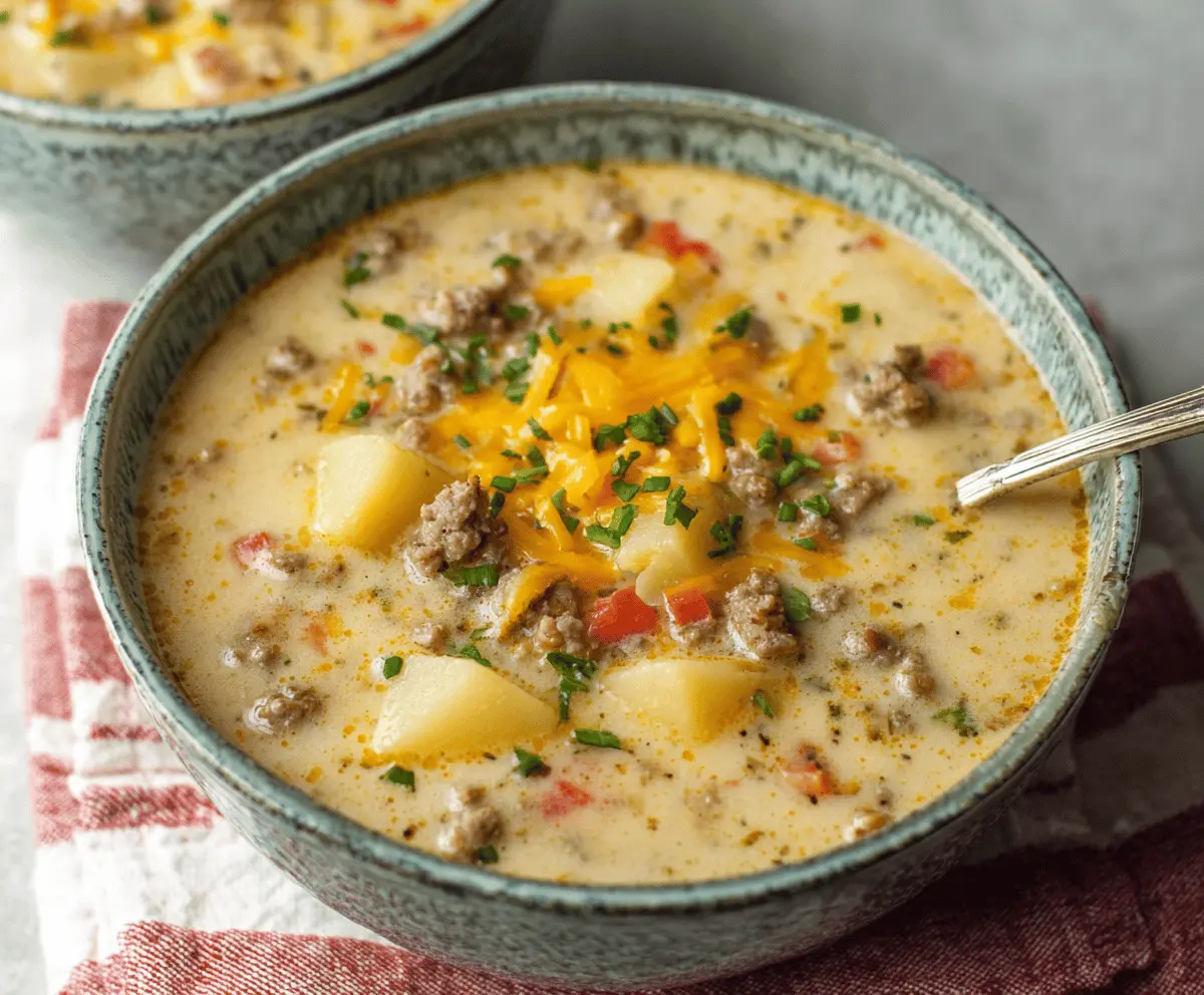 Cheesy Hamburger Potato Soup