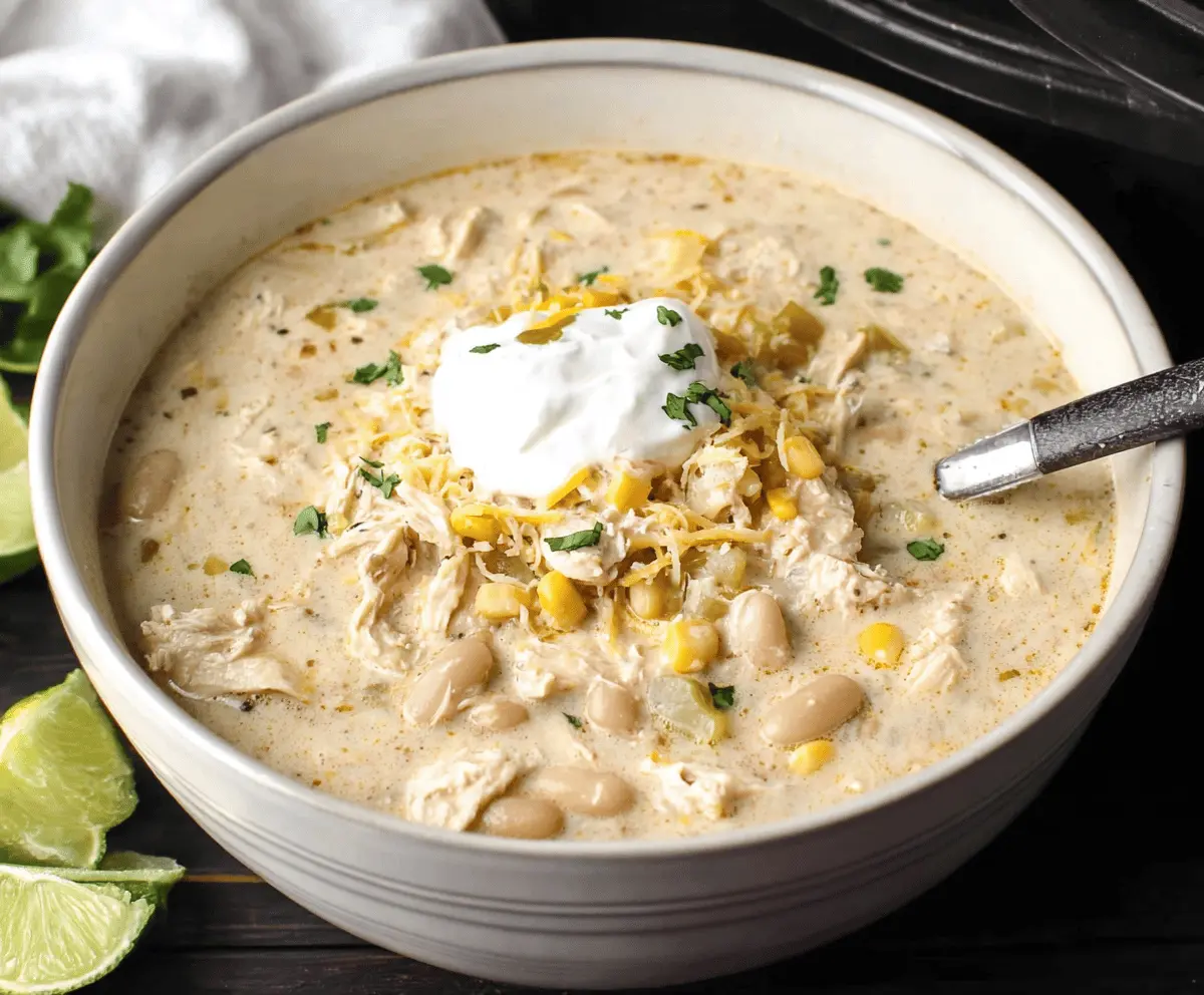 Creamy Crockpot White Chicken Chili 