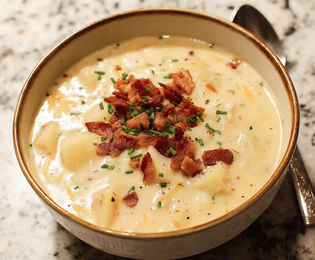 Creamy Potato Soup with Bacon Bits