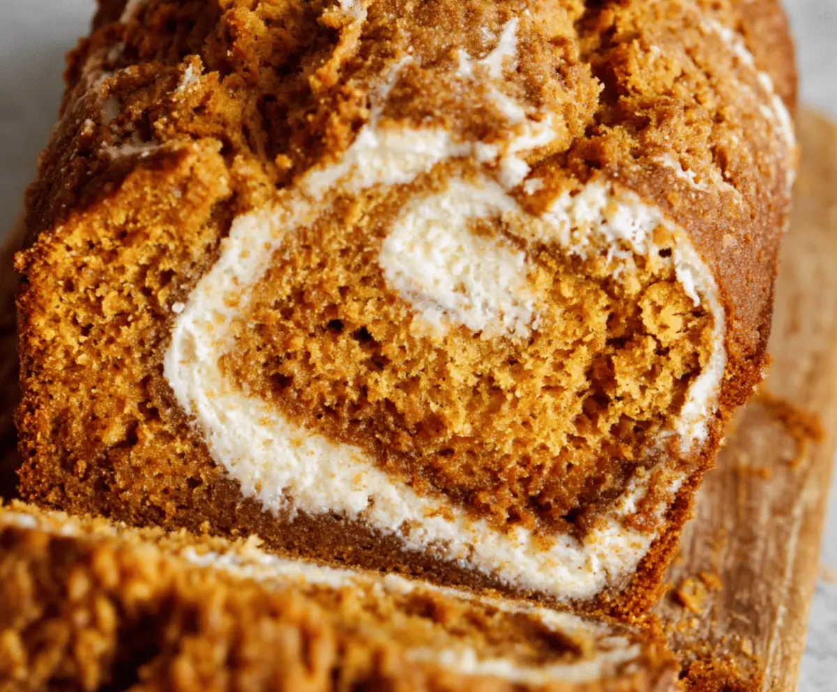 Easy Pumpkin Bread with Cream Cheese Swirl