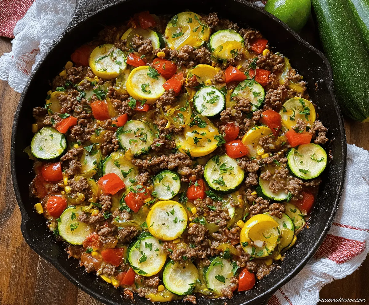 Ground Beef and Zucchini Skillet