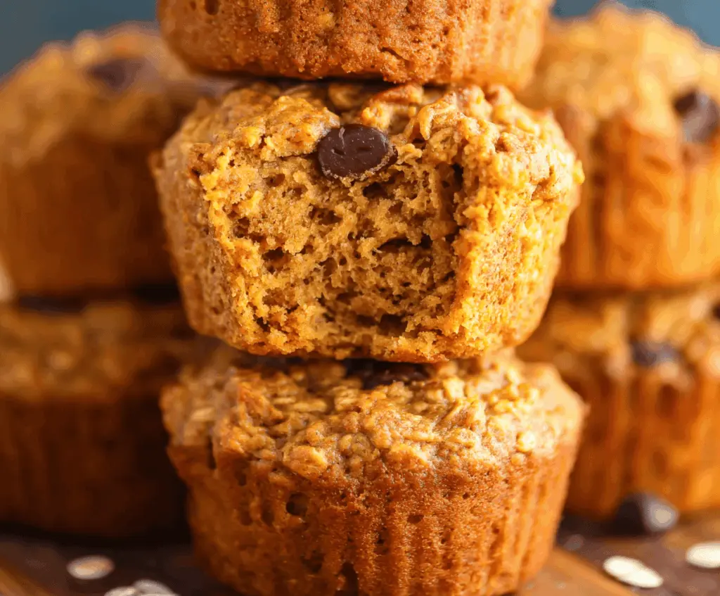 Delicious homemade pumpkin oatmeal muffins topped with cinnamon and nuts, perfect for a cozy breakfast or snack.