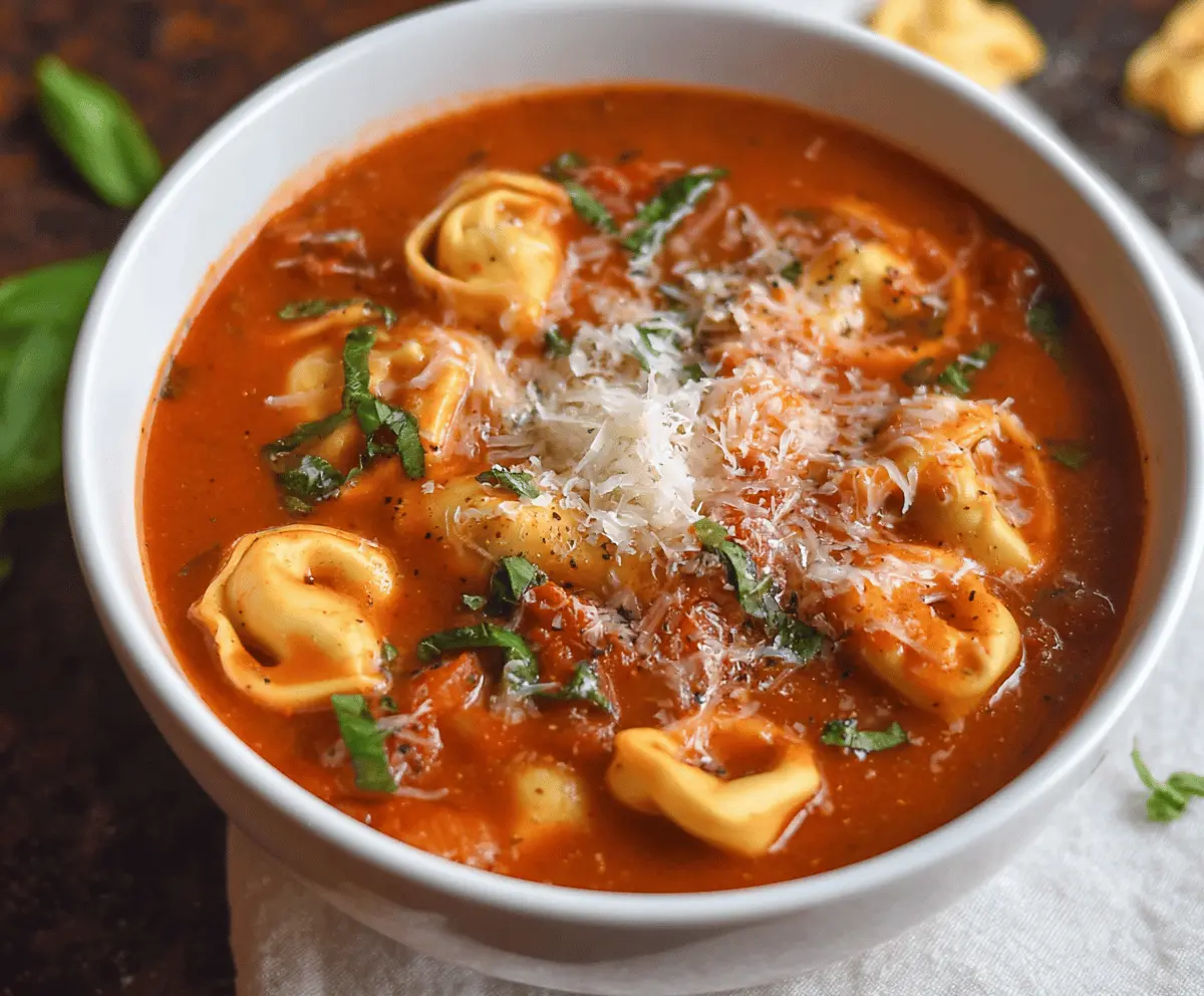 Slow Cooker Tomato Tortellini Soup