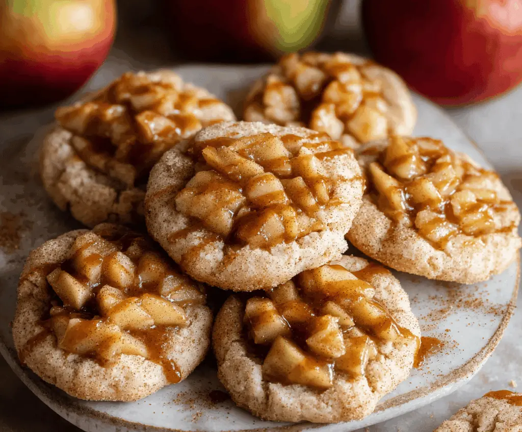 Delicious homemade apple pie cookies with cinnamon and flaky crust on a rustic wooden surface