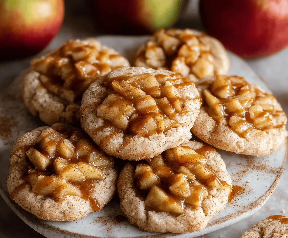 Delicious homemade apple pie cookies with cinnamon and flaky crust on a rustic wooden surface