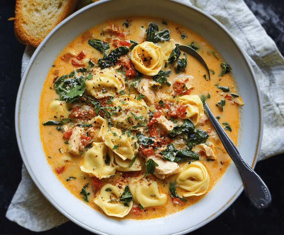 Creamy Tuscan Chicken Tortellini Soup Recipe - Easy & Delicious