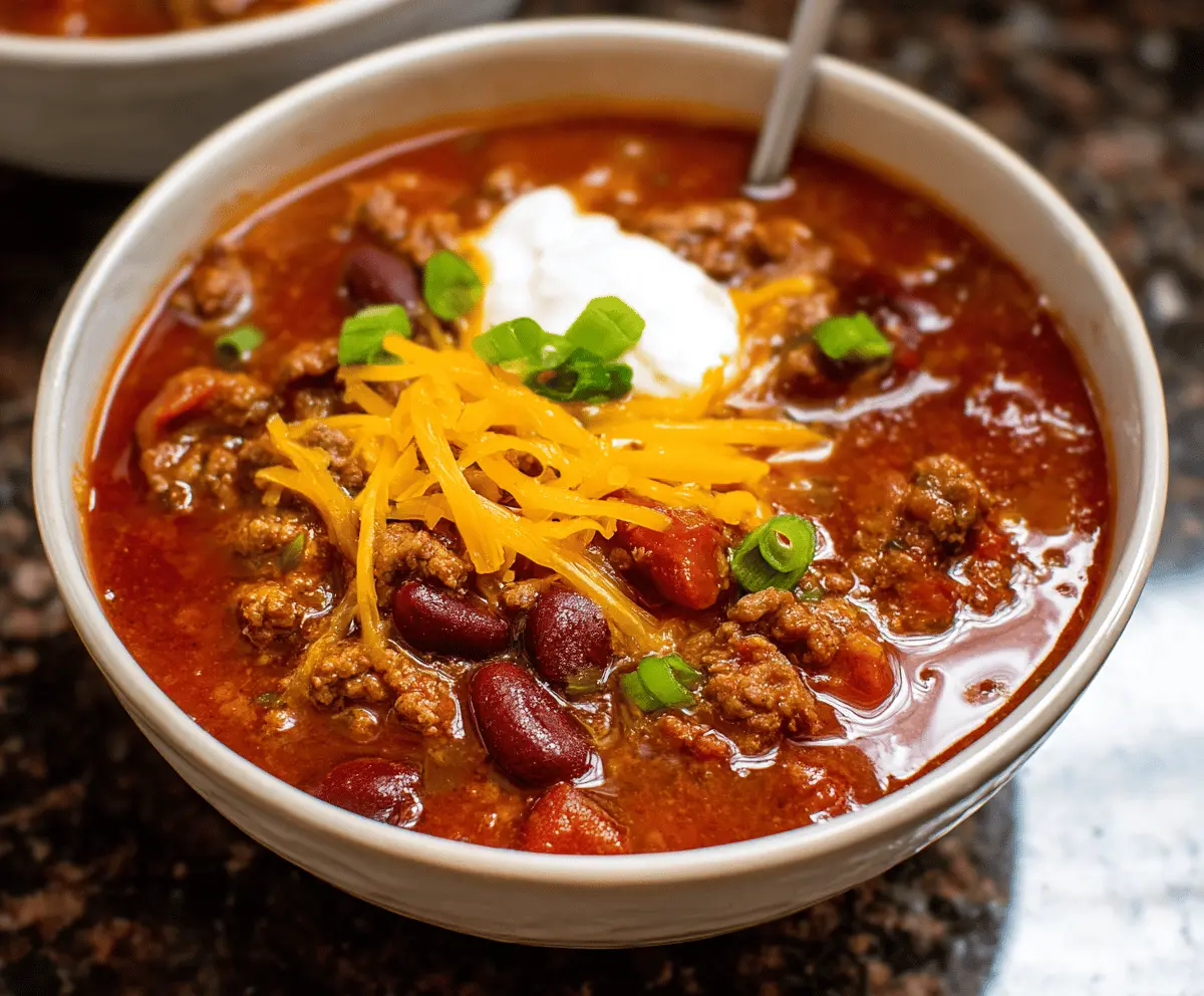 Crockpot Chili with Ground Beef and Beans