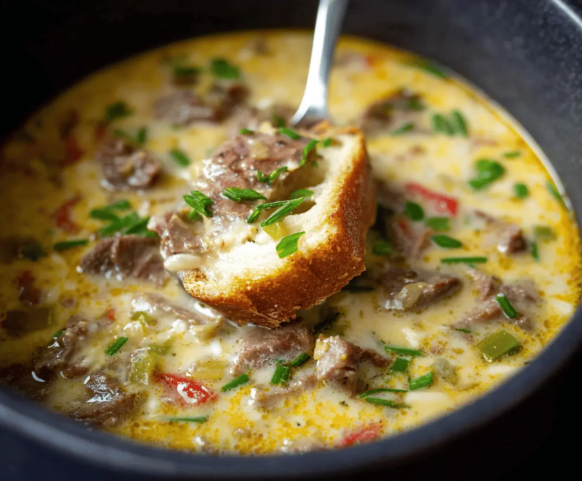 Easy Philly Cheesesteak Soup Recipe – Cozy, Cheesy & Delicious