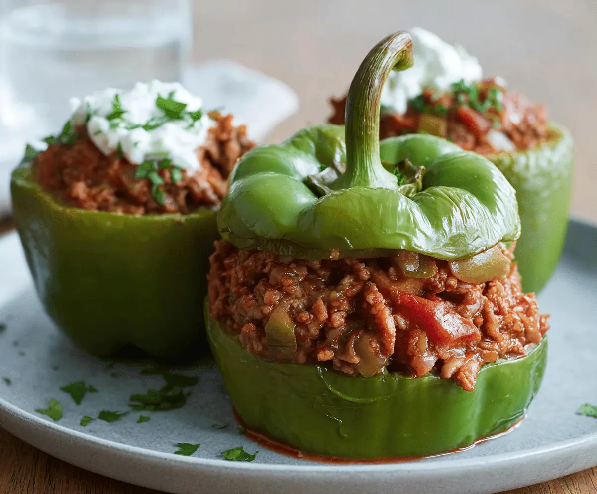 Slow Cooker Beef Stuffed Peppers