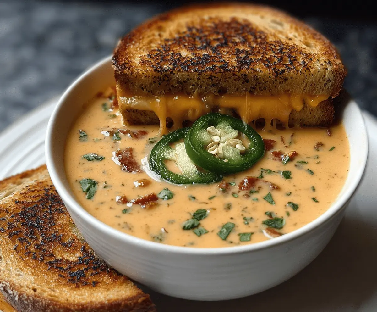Spicy Jalapeño Popper Soup Recipe with Cheesy Grilled Cheese Dippers