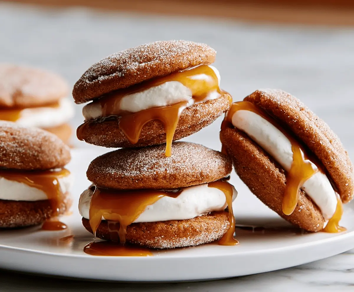 Irresistible Apple Cider Whoopie Pie Cookies with Gooey Caramel