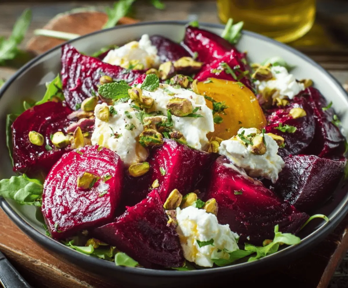 Fresh Beet Feta Pistachios Salad