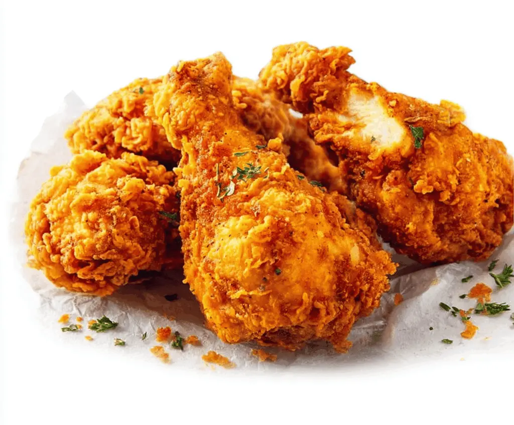Golden country fried chicken with crispy coating and tender inside, perfect comfort food for any meal