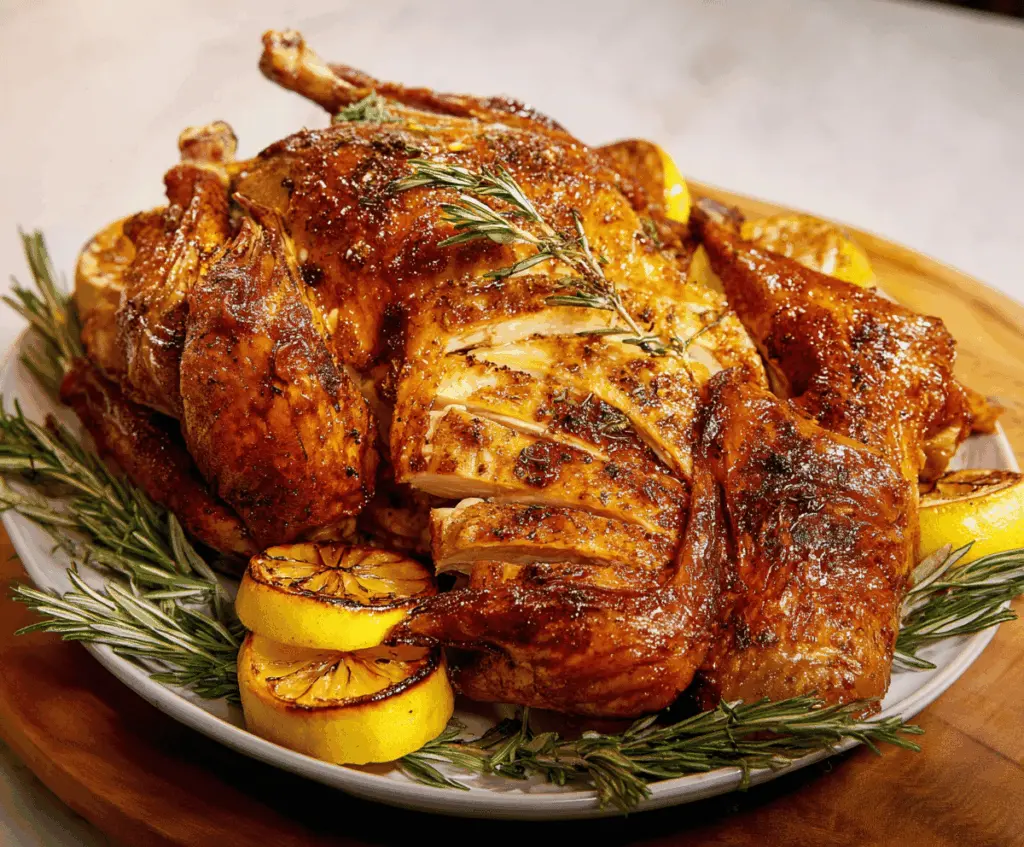 Crispy Spatchcock Turkey ready for Thanksgiving feast with golden, flavorful skin and tender meat