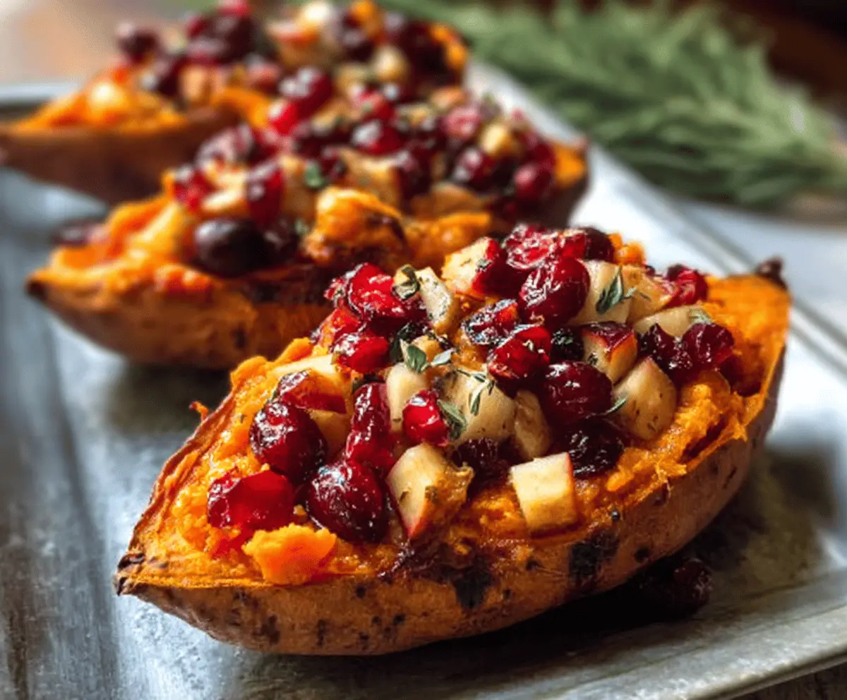 Cranberry Apple Twice-Baked Sweet Potatoes