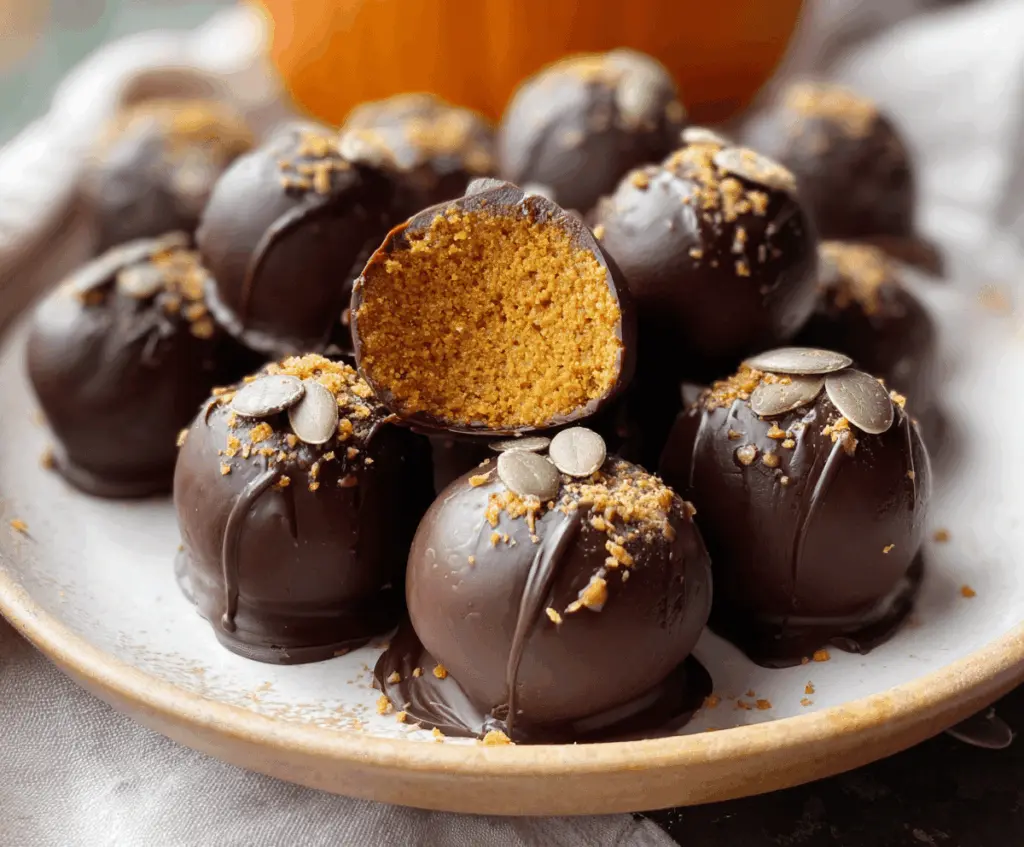 Delicious and healthy pumpkin truffles made with natural ingredients, perfect for fall treats and nutritious snacking