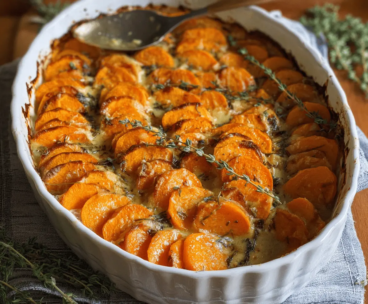 Creamy Sweet Potato Gratin with Thyme