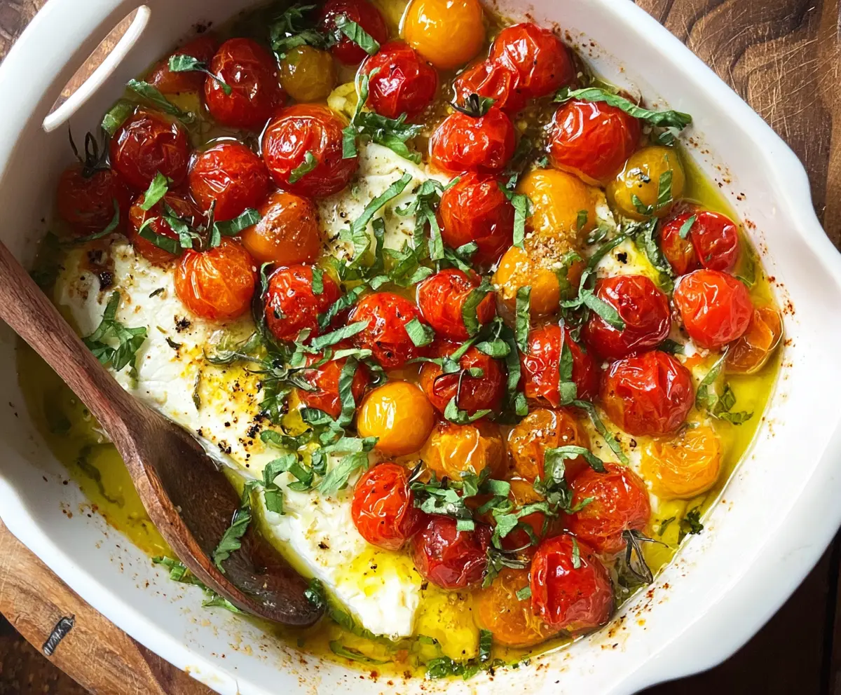 Easy Baked Feta with Cherry Tomatoes
