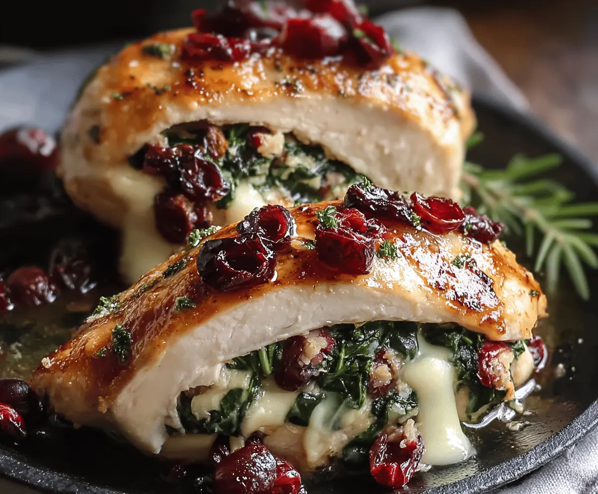 Easy Cranberry Spinach Chicken with Brie