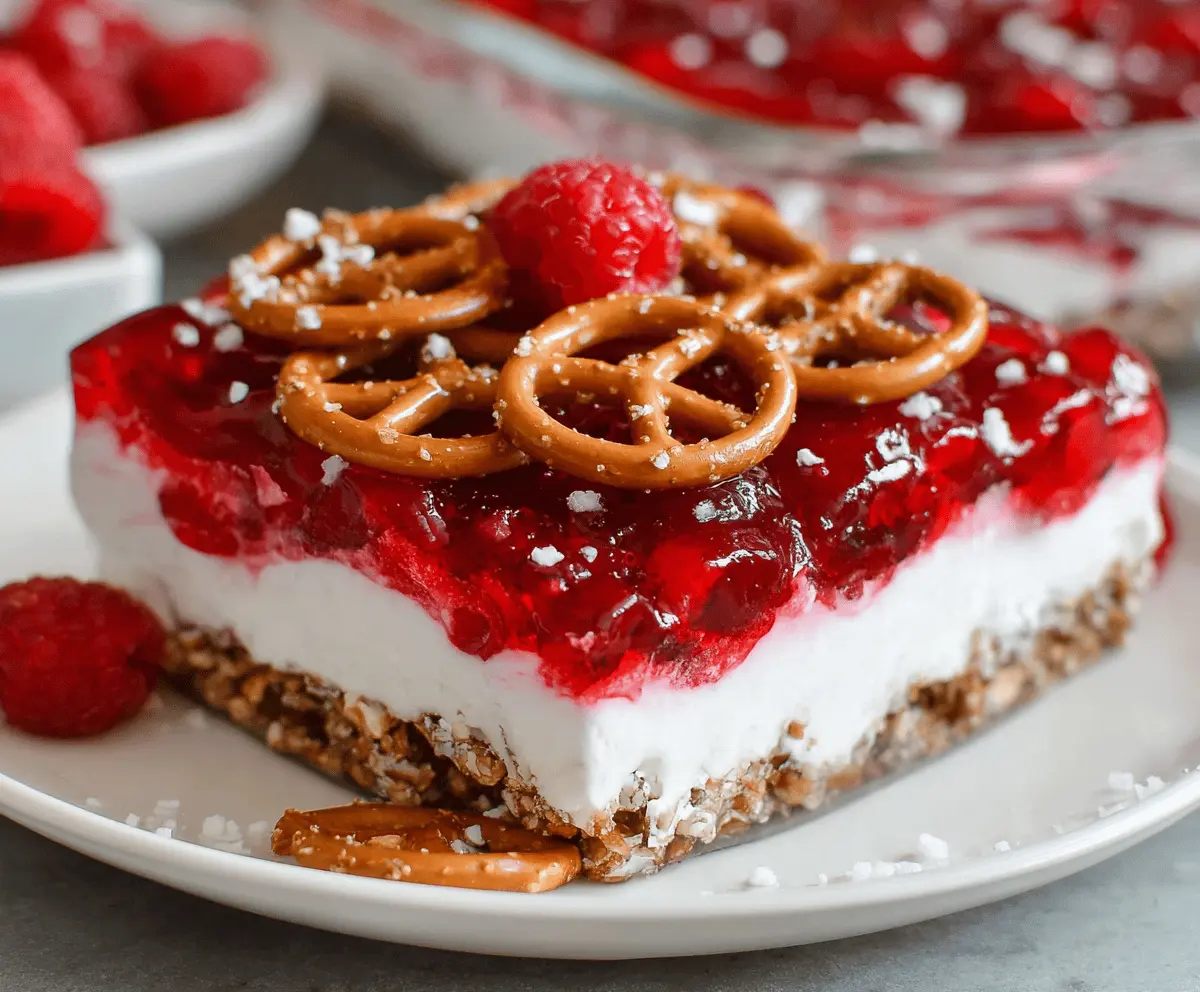 Cranberry Raspberry Pretzel Salad Recipe