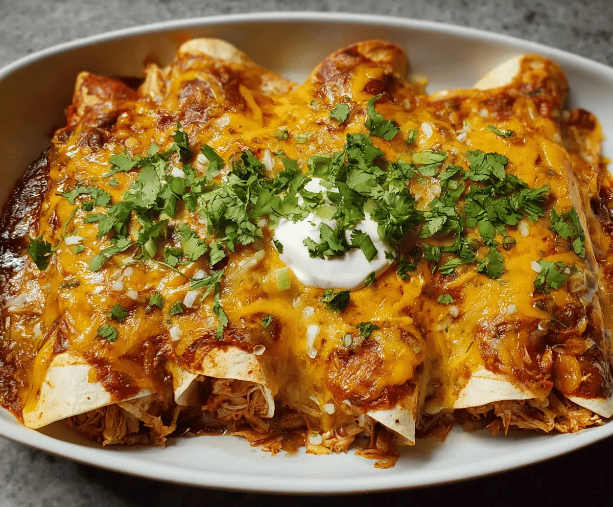 Delicious Easy Turkey Enchiladas filled with seasoned ground turkey and melted cheese, perfect for a quick and tasty meal.