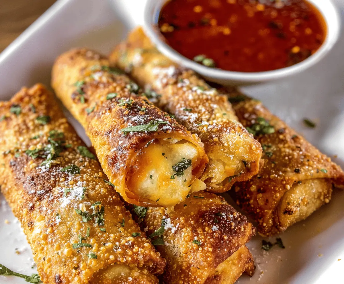 Crispy Garlic Butter Pizza Egg Rolls