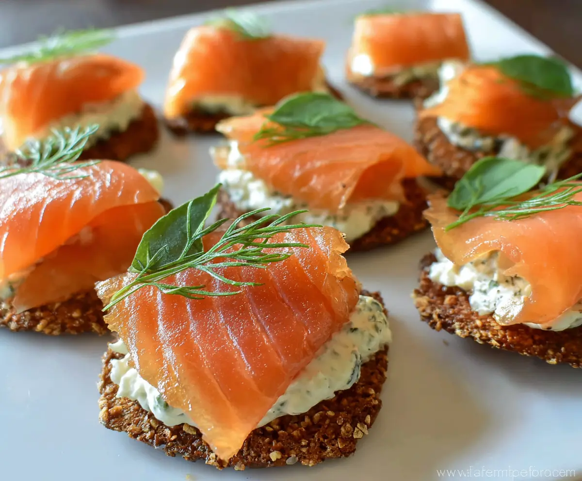 Delicious smoked salmon appetizer served with fresh herbs and lemon slices for an elegant starter.