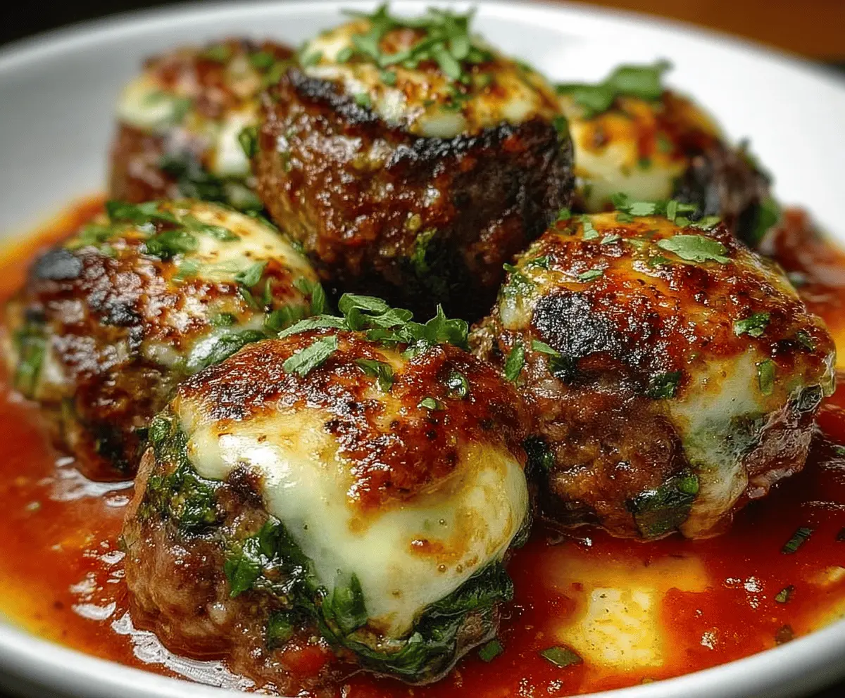 Spinach Garlic Mozzarella Meatballs