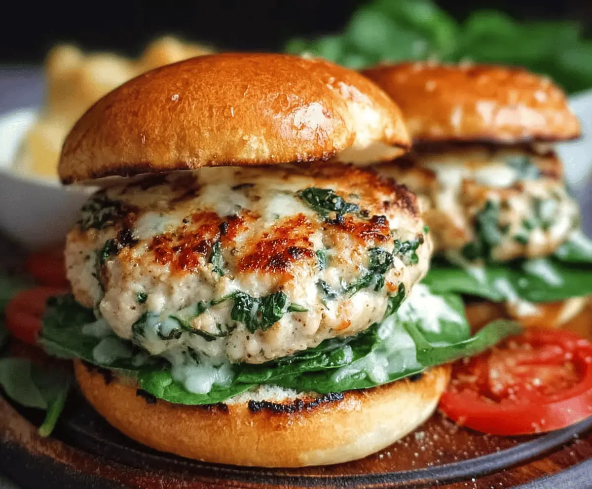 Easy White Cheddar Spinach Chicken Burgers