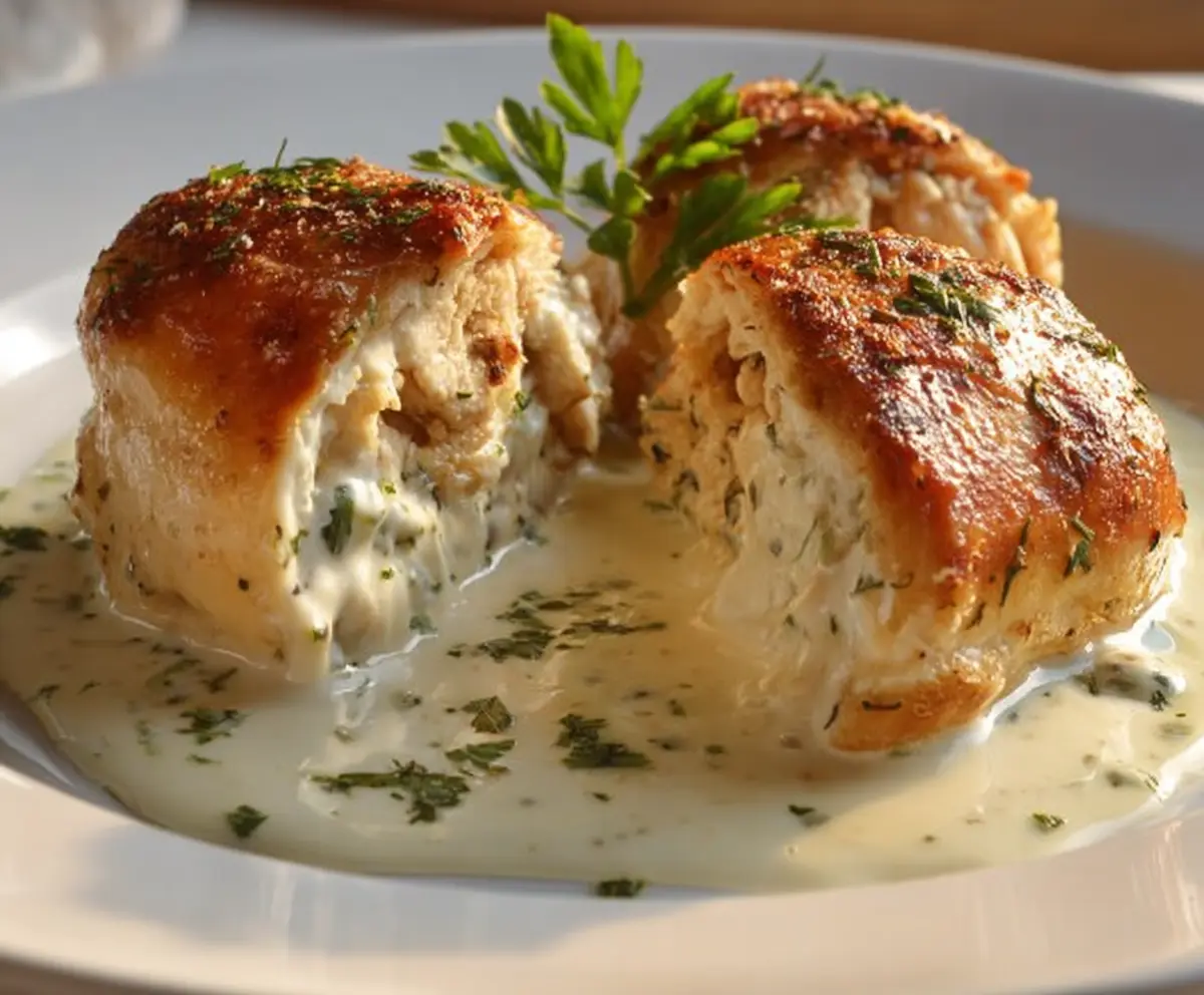 Creamy Chicken Pillows with Parmesan Sauce