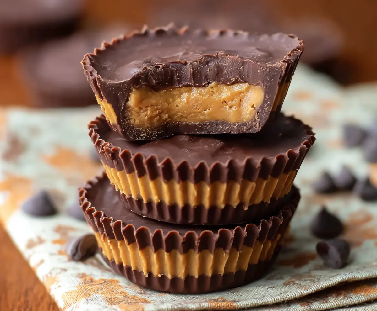 Delicious homemade Reese's peanut butter cups with chocolate and peanut butter filling