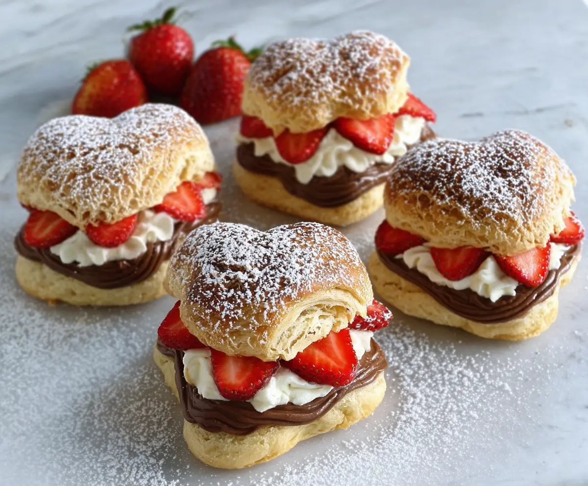 Delicious Nutella Strawberry Cream Puffs with fresh strawberries and creamy filling
