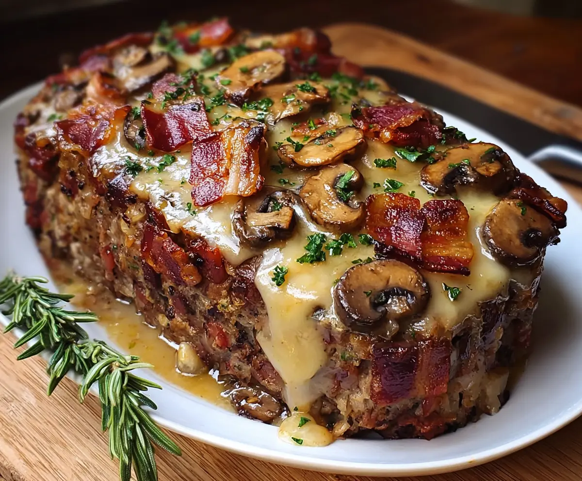 Swiss Bacon Mushroom Meatloaf Recipe