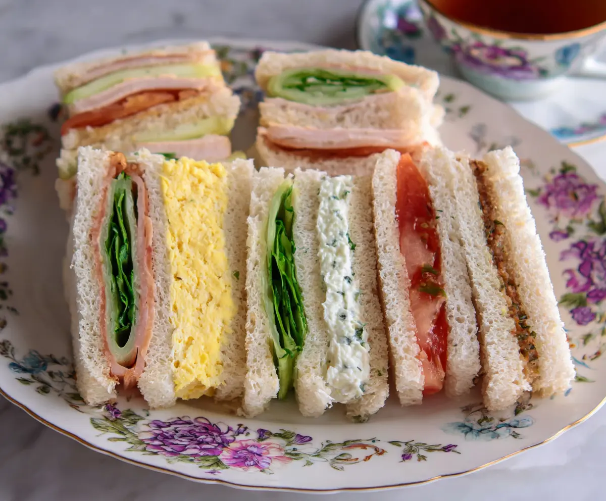 Delicious assortment of tea sandwiches on a platter, perfect for afternoon tea gatherings