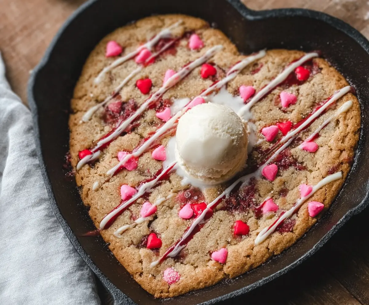 Easy Valentine's Heart Skillet Cookie