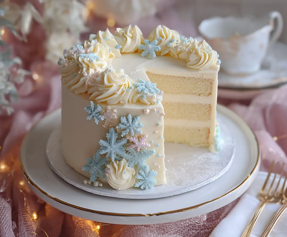 Winter Vanilla Snowflake Cake Recipe