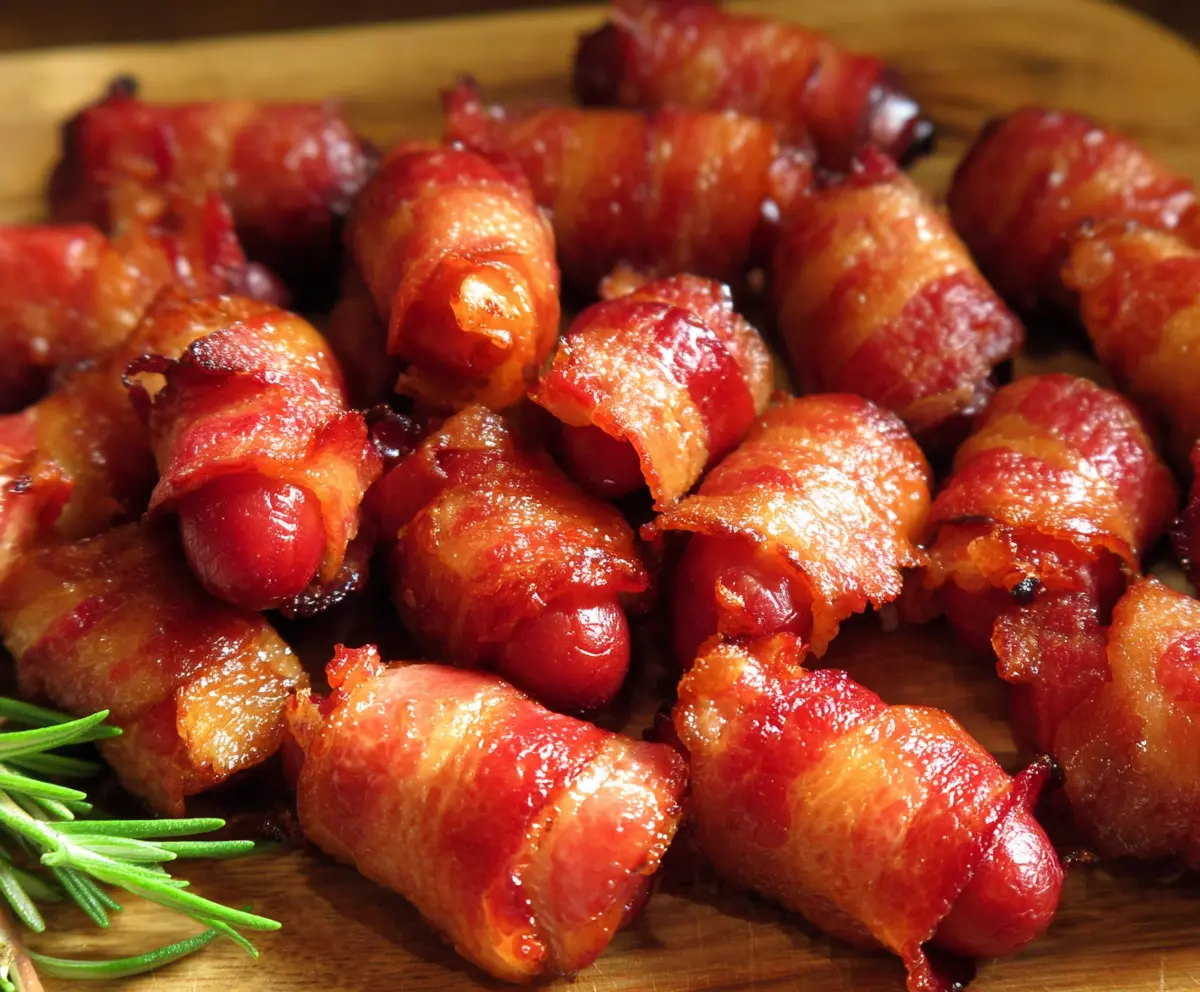 Delicious bacon-wrapped Little Smokies appetizer on a serving platter, perfect for parties