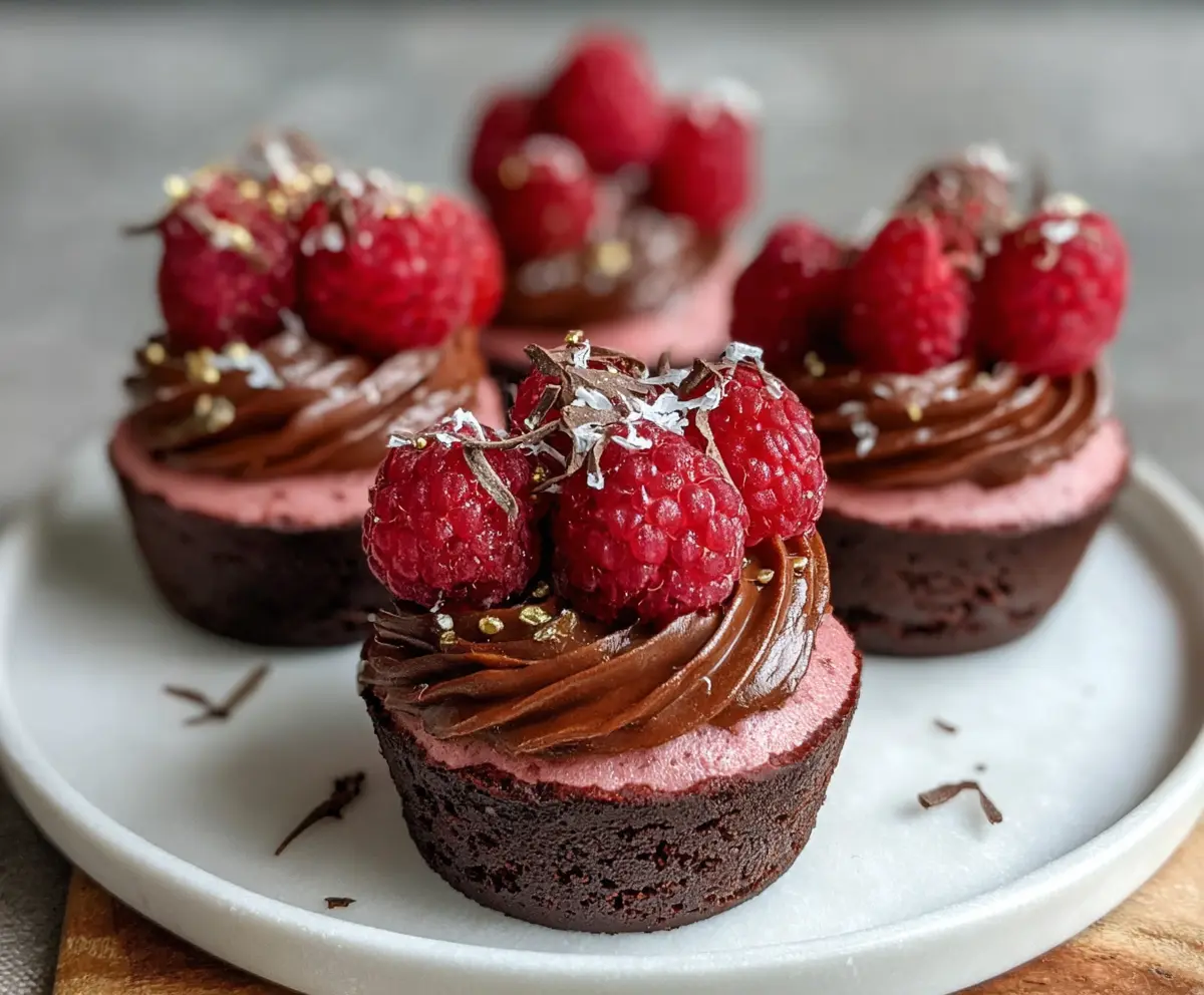 Delicious chocolate raspberry mousse cups topped with fresh raspberries and chocolate shavings.