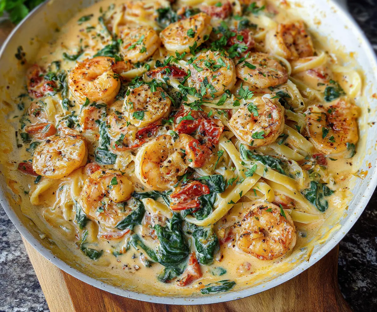 Creamy Tuscan Shrimp Linguine Recipe