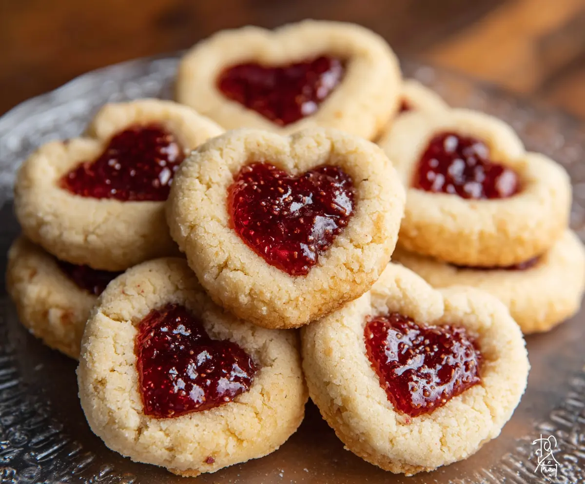Delicious Heart Jam Cookies with a glossy, fruity filling and a buttery cookie base, perfect for Valentine’s Day or special occasions.