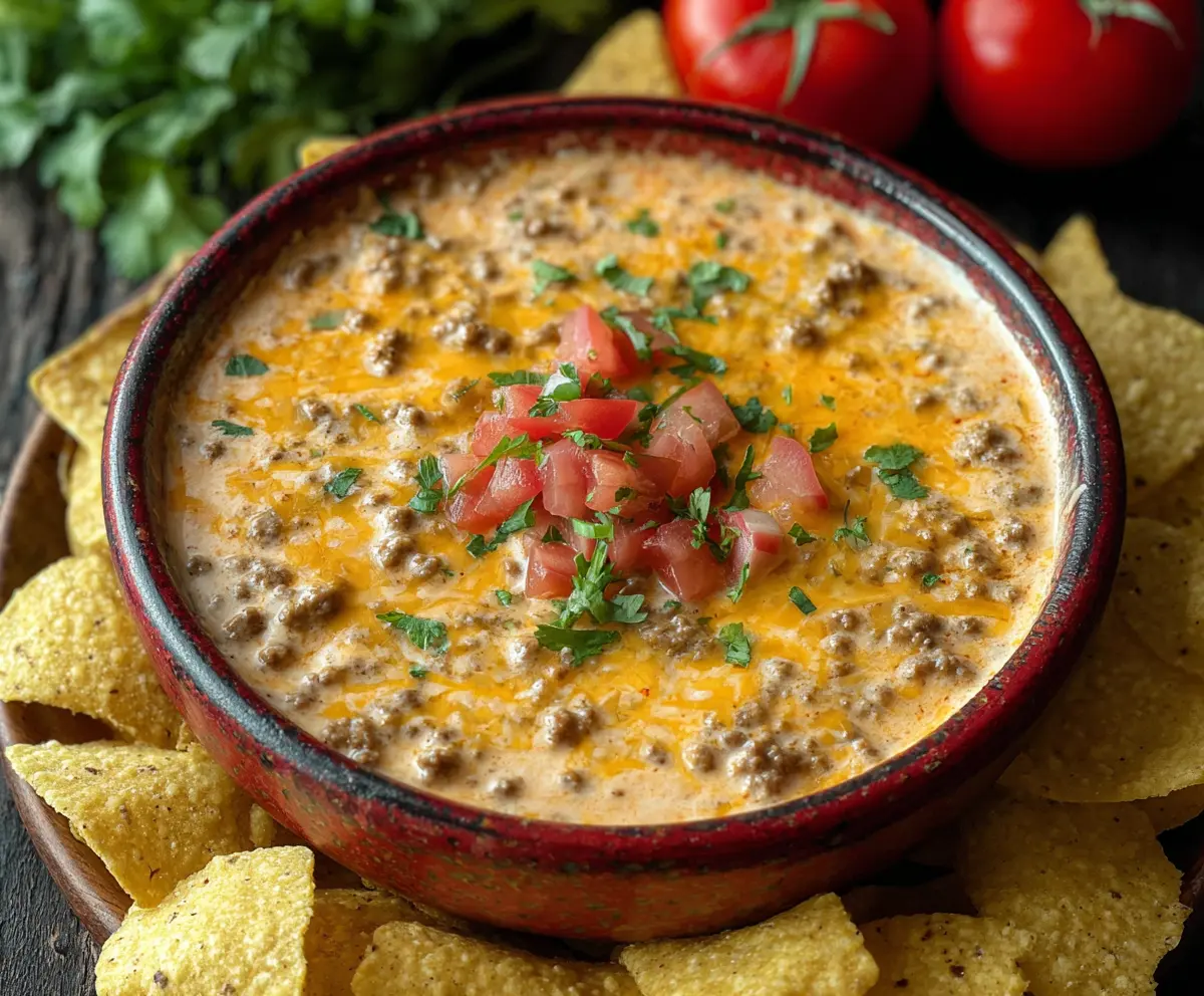 Easy Rotel Dip with Ground Beef