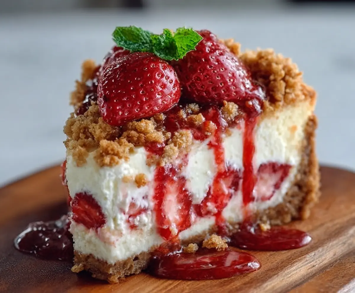 Easy Strawberry Crunch Cheesecake