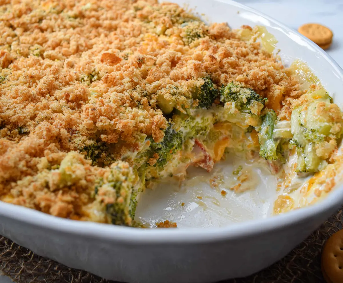 Easy Broccoli Casserole with Ritz Crackers